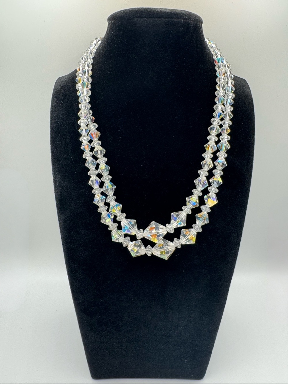 Vintage Crystal Aurora Borealis Double-Strand Necklace